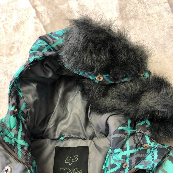 NWOT Fox Riders Teal, Grey, Black Winter Coat With Faux Fur Removable Collar - Picture 9 of 16